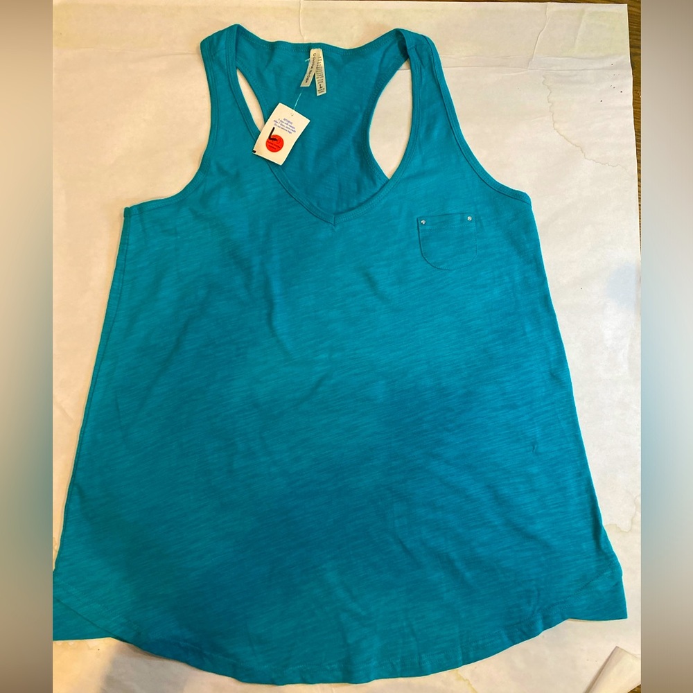 Color Story Racer Back t-back loose fit tank 100% Cotton Teal Green
